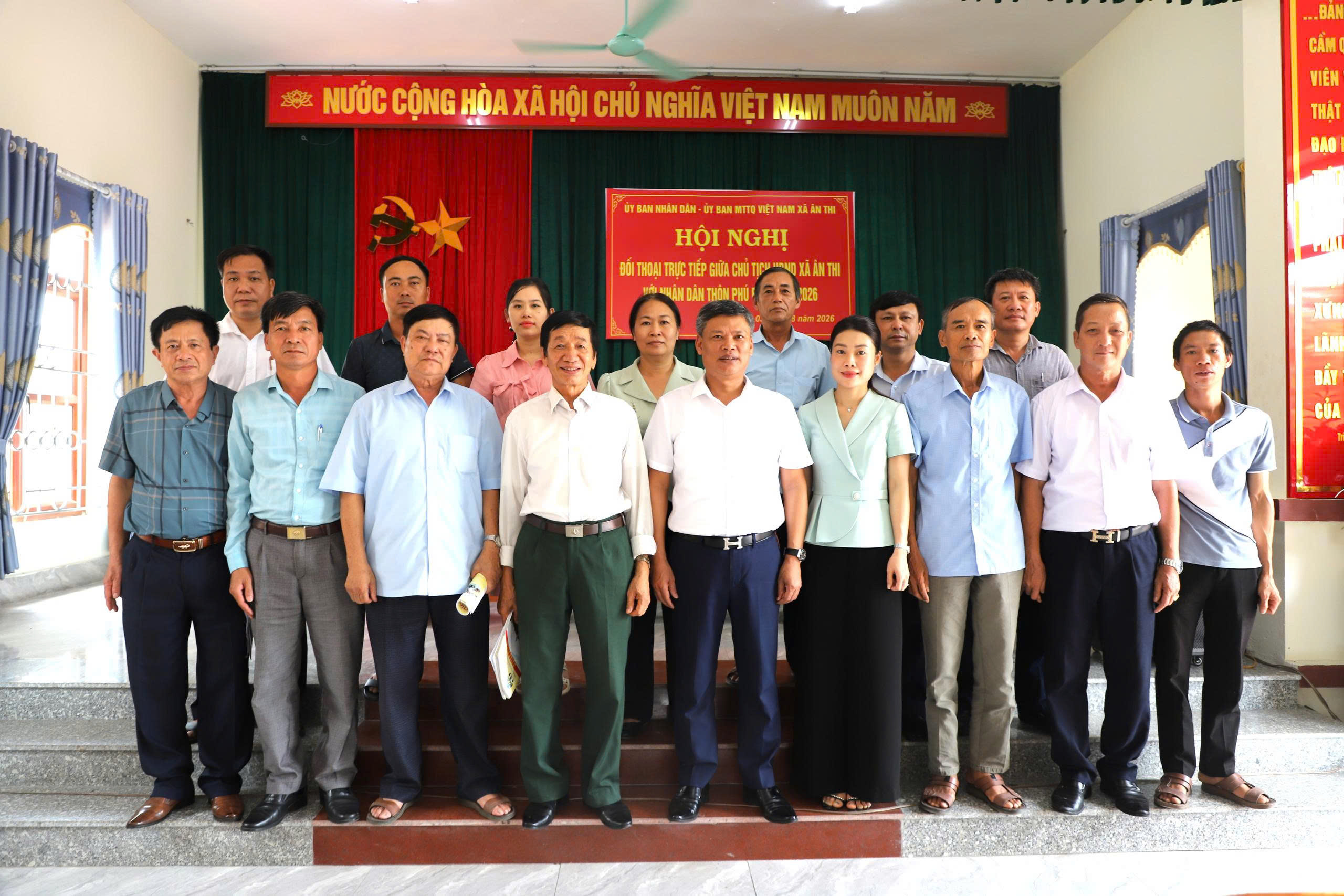 ỦY BAN MTTQ VIỆT NAM XÃ ÂN THI TỔ CHỨC HỘI NGHỊ ĐỐI THOẠI TRỰC TIẾP GIỮA CHỦ TỊCH UBND XÃ VỚI NHÂN DÂN THÔN PHÚ BÌNH NĂM 2026
