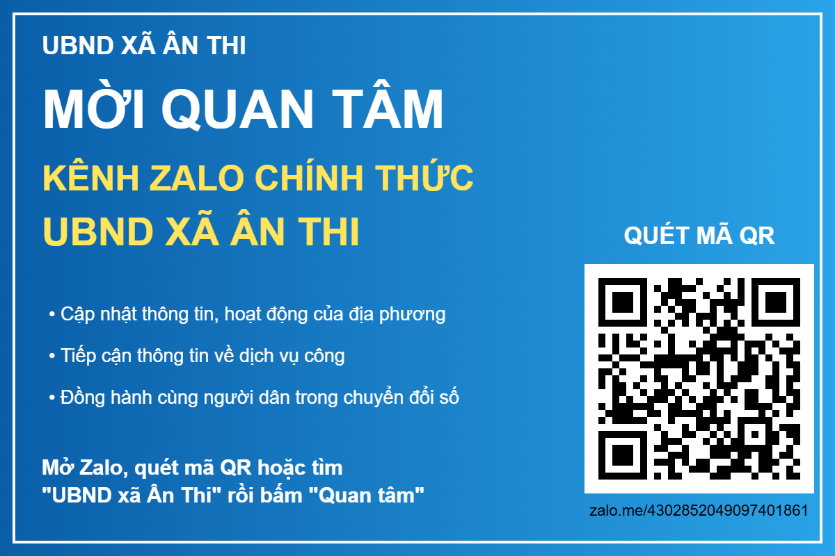 Mời quan tâm kênh Zalo UBND xã Ân Thi